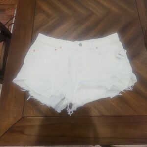 Free People Loving Good Vibrations Spring White Shorts Size 30
